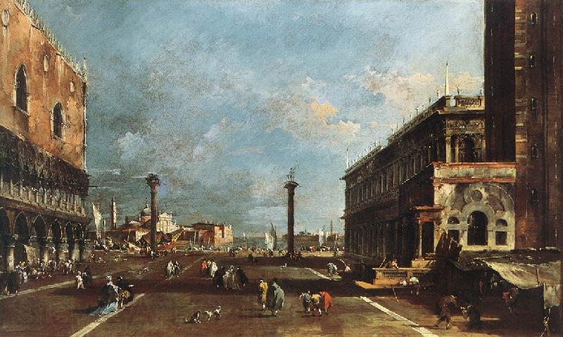 GUARDI, Francesco View of Piazzetta San Marco towards the San Giorgio Maggiore sdg Norge oil painting art
